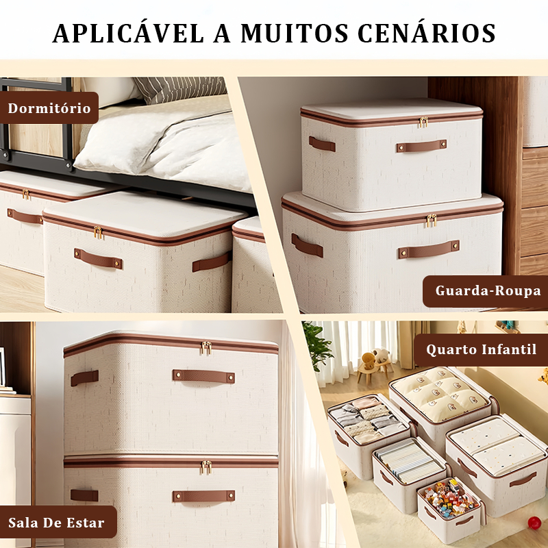 Caixa de armazenamento de 56L roupas de algodão cremalheira tecido cesta dobrável quarto
