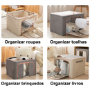 24L/66L/100L KIT Caixa Organizadora Roupas Brinquedos Lençol Edredom Guarda Roupa Dobrável Visor Transparent