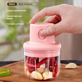 Mini Processador Elétrico de Alimentos Portátil com 3 lâminas de aço inox USB 250 ml 110v 220vBivolt