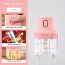 Mini Processador Elétrico Portátil USB com 3 Lâminas em Aço Inox 250ml-ROSA